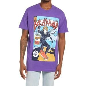 Philcos Def Leppard Comic Art Purple Graphic Tee Mens New T-Shirt Small